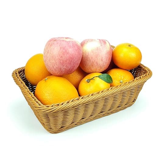 12" Poly Wicker Bread Basket, Hand Woven Food Storage Room Organizer, Fruits, Vegetables and Snacks Tabletop Food Serving Basket, Restaurant, Hotel Service, Brown thumbnail 5