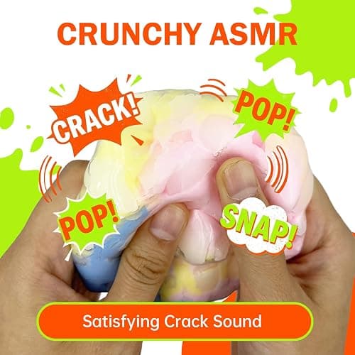 4 Pack Wax Cracking Squishy Stress Balls, Crunchy Crackable ASMR Fidget Sensory Toys, Dreamy Swirl Colors, 2.75 Inch, Fun for Anxiety Relief thumbnail 3