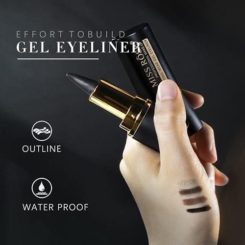 Miss Rose M Gel Eyeliner, 2 Pcs Black Eyeliner Pencils, delineador de ojos contra el agua, Easy to Use, Eye Makeup for Women (Black Pack of 2) thumbnail 6