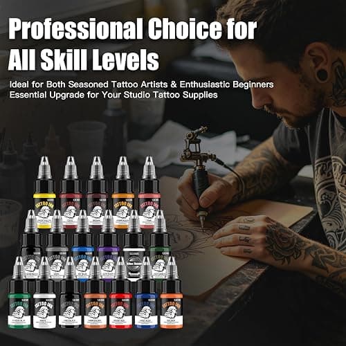 UINK 18 Colors Tattoo Ink Set - (0.65oz/20ml) Vibrant Body Art Pigment Kit | 18 Vibrant Colors, Smooth Ink Flow, Fast Coloring, Premium Formula, For Lining & Shading thumbnail 7