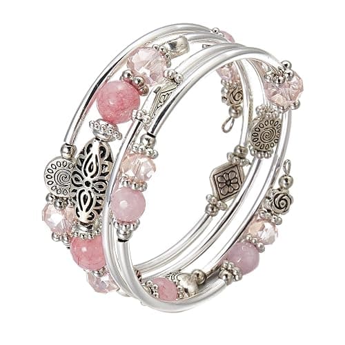 FULU AUTUMN Stackable Beaded Bracelets for Women Boho Wrap Silver Bracelet Layered Fashion Jewelry Gifts for Her thumbnail 5