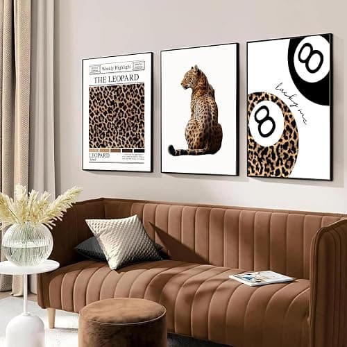 Set of 3 Trendy Leopard Wall Art Funky Lucky 8 Ball Posters Prints Preppy Room Aesthetic Cheetah Wall Decor Pictures for Girls Bedroom Apartment Dorm Unframed 12x16in thumbnail 7