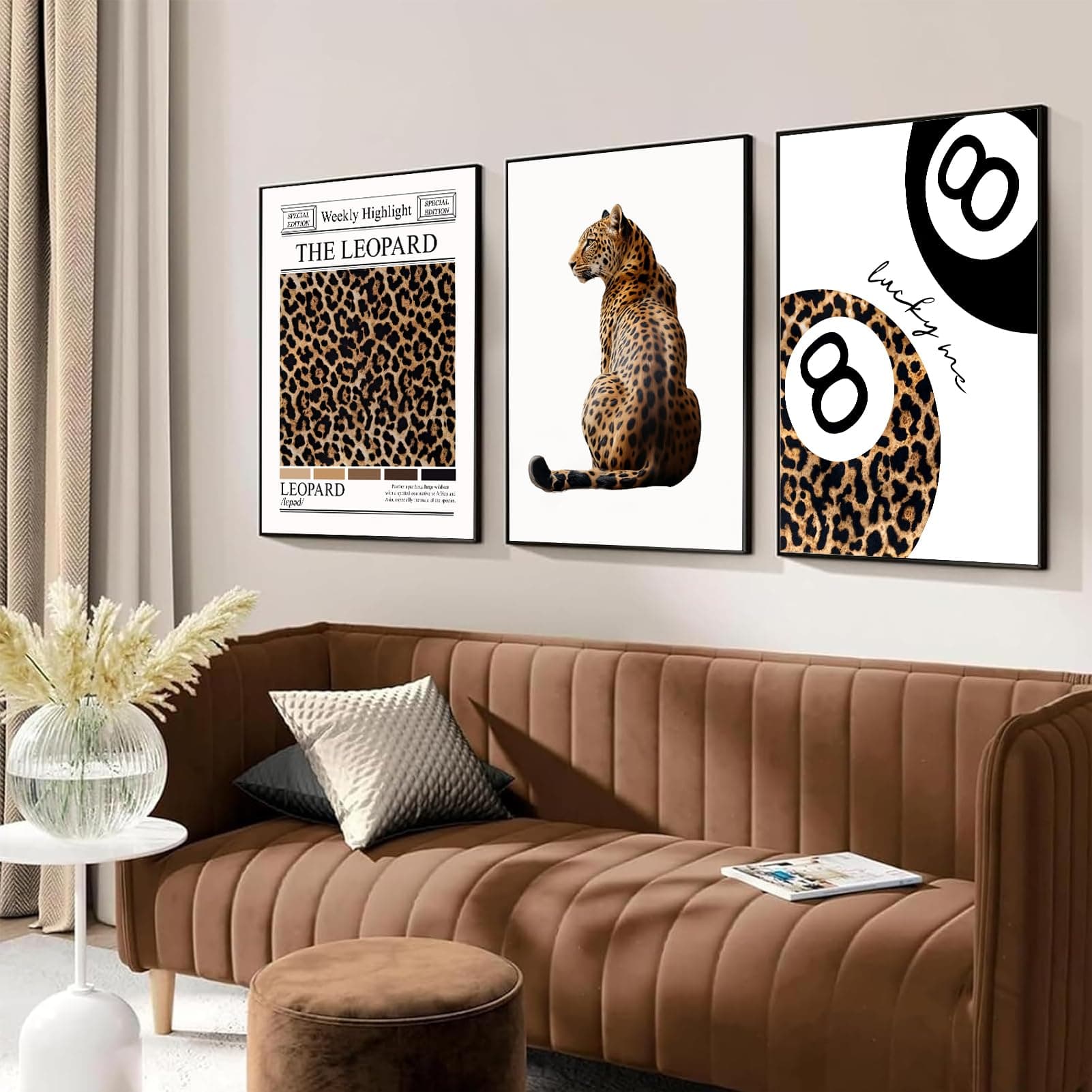 Leopard Canvas Posters 12x16 Inch 8 Balls Print Aesthetic Wall Decor for Girls Room Apartment Dorm 3 Pack thumbnail 7