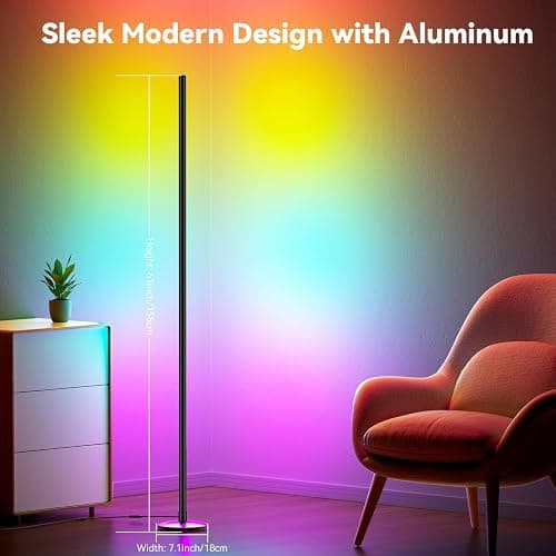 NAVYLOOK Modern Floor Lamp, Smart RGB LED Floor Lamp with App & Remote Control, 16 Million Colors & 200+ Scene Modes, Corner Lamp with Timer and Music Sync, Standing lamp for Bedroom Home Decor thumbnail 2