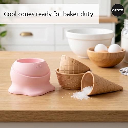 OTOTO Coney Ice Cream Measuring Cups Set – Detachable Plastic Measuring Cup Set for Baking & Cooking, Cute Measuring Cups for Liquid, Cute Baking Supplies, Kitchen Gadgets, Baking Gifts thumbnail 2