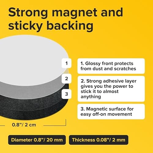 Peel-&-Stick Flexible Adhesive Magnets - 120 Magnetic Dots for Office Supplies, Whiteboard, Crafts, Fridge, & School Projects thumbnail 2