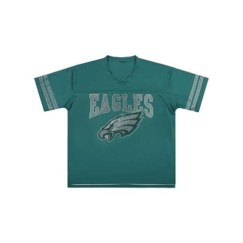 FOCO NFL Womens NFL Team Rhinestone Logo Oversized V-Neck Mesh T-Shirt thumbnail 4