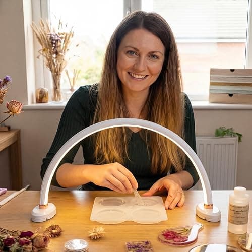 obcd Half Moon Light for Nail Desk 16 inch Nail Desk Light Half Moon Lamp Portable Arch Lamp Dimmable with Foldable Bracket for Desk Salon Table Use, 3 Color Temperature thumbnail 8