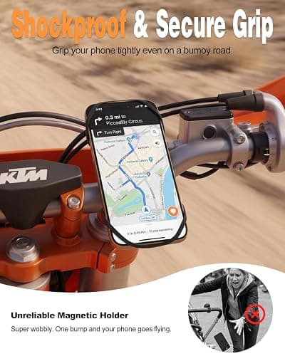 SZCFAN Bike Phone Holder, Motorcycle Cell Phone Mount- 360° Rotatable, Silicone Bicycle Phone Mount for Motorcycle Bicycle Scooter, for 15 Pro Max / 14/13, S10 and More 4.7-6.8" Phone thumbnail 4
