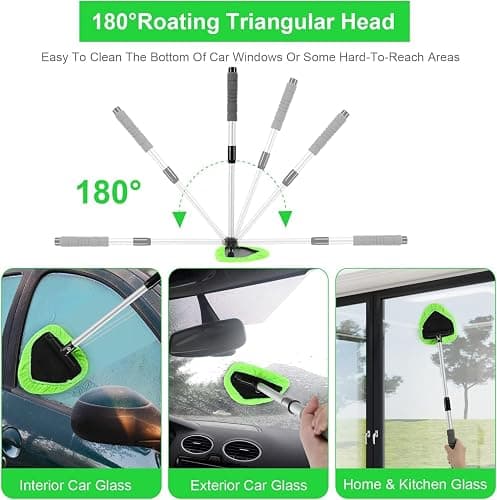 XINDELL 24-inch Windshield Cleaner Tool – Upgrade Large Head Car Interior&Exterior Window Cleaning Kit with Extendable Handle & 4 Microfiber Pads, Auto Wiper Brush for Car, Trucks, SUVs, RVs & Home thumbnail 6