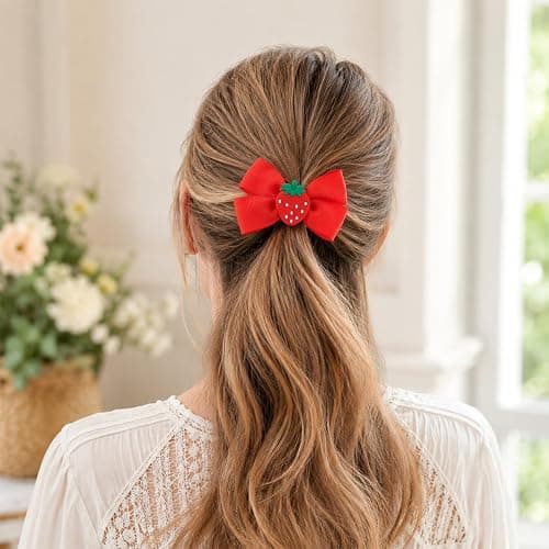 4 Pcs Strawberry Hair Clips Cute Sweet Cherry Hair Bows | Strawberry Hair Accessories for Baby Toddlers Girls Teens Christmas Halloween thumbnail 6
