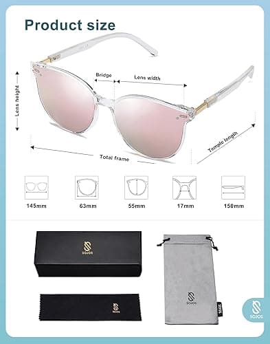 SOJOS Sunglasses Womens Trendy 2025 Classic Round Retro Vintage Shades Large Frame Sunnies SJ2067 - Clear thumbnail 5