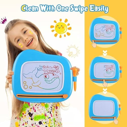 Smasiagon Magnetic Drawing Board for Kids - Toddler Toys for Age 1-2 Boys Girls - Educational Learning Toys for 1 2 3 Year Old Baby Birthday Gifts (Blue) thumbnail 5