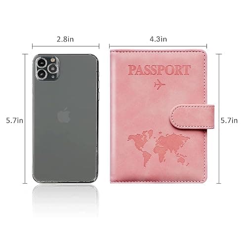 Passport Holder for Travel Women and Men RFID Passport Holder with Card Slots Holder Passport Case Passport cover Passport Wallet Travel Essentials and Accessories (Buckle, PINK) thumbnail 6