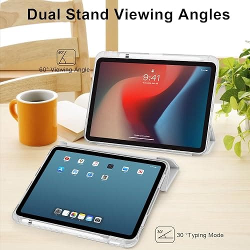 Ruizextech Case for iPad A16 11th Generation 11 Inch 2025, iPad 10th Generation 10.9 Inch 2022, Hybrid Protective Cover with Pencil Holder, Clear Transparent Back Shell, Anti-Yellowing Case, Gray thumbnail 6