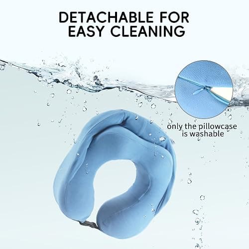 ALLINCOZY Travel Pillow with Hood for Airplane, 100% Pure Memory Foam Hooded Neck Pillow for Traveling, Car, Office, Soft, Machine Washable, Easy Storage, Blue - Blue thumbnail 5