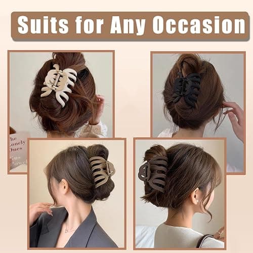 4 Pcs Octopus Claw Clips Octopus Hair Claw Clips for Women 3.8" Large Hair Claw Clip for Women Strong Grip Non-slip Jaw Clip for Thick,natural color thumbnail 6