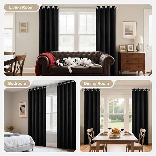 Joydeco Blackout Curtains for Bedroom 84 Inch - Black Out Curtains with Grommets Thermal Insulated Room Darkening Light Blocking, Noise Reducing & Wrinkle-Free Drapes for Living Room Windows, 2 Panels thumbnail 6