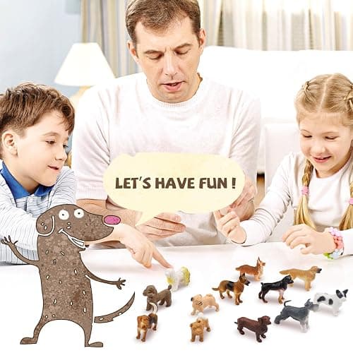 DOITEM Dog Figures for Kids, 12pcs Plastic Realistic Puppy Figurines, Small Dog Cake Topper, Learning Educational Toys Cake Toppers Birthday Gift for Kids Toddlers thumbnail 6