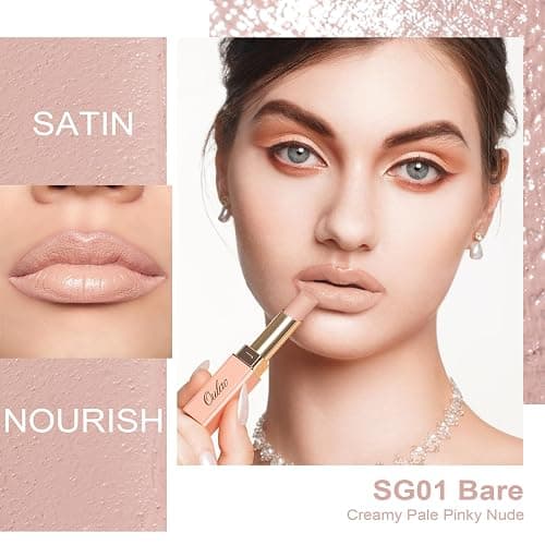 Oulac Beige Lipstick for Women, Pale Nude Matte Lip Base, Full Coverage Lip Color, Satin Matte Finish, Cream Texture, Hydrating, Infused with Hyaluronic Acid, Vegan & Clean Beauty 4g SG01 Bare thumbnail 2
