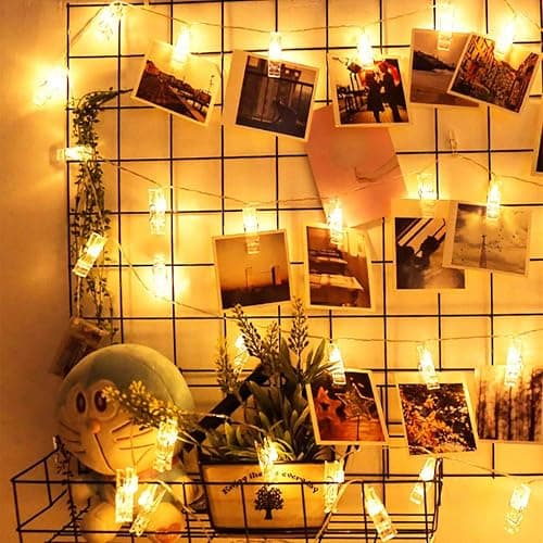 Dopheuor Photo Clip String Lights LED Battery Operated Starry Fairy Copper String Lights with Clips Warm White for Pictures Bedroom Wall Patio Halloween Thanksgiving Christmas Party Wedding Décor thumbnail 2