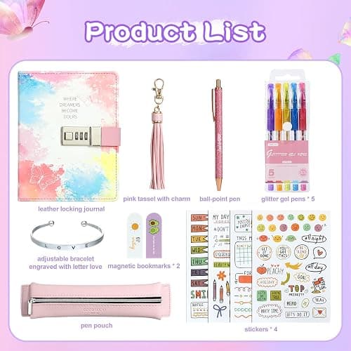 JIALILI Diary with Lock for Girls Ages 8-12, Kids Journal with Lock, Password Journal Notebook Kit for Teen Girls, 256 Pages Secrect Diary, Birthday Gifts for 6 7 8 9 10 11 12 Year Old Girls thumbnail 4
