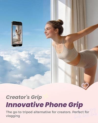 Suction Grip for Phone Case, Double Sided Silicone Suction Phone Mount, Non-Slip Strong Sticky Holder, Hands-Free for Selfie & Video (Pink&Clear) thumbnail 6