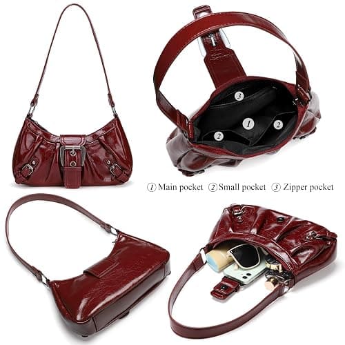 WantGor Women's Shoulder Bag, Clutch Tote Bags Top Handle Purse | Zipper Vintage Handbag Buckle Punk Hobo Purses Trendy Underarm Bag thumbnail 5