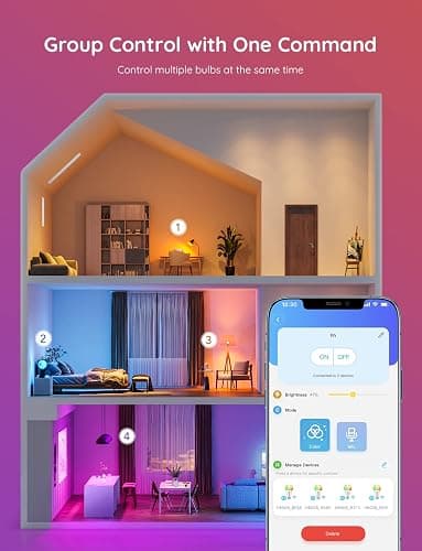 Govee Smart Light Bulbs, Color Changing Light Bulb, Work with Alexa and Google Assistant, 16 Million Colors RGBWW, WiFi & Bluetooth LED Light Bulbs, Music Sync, A19, 800 Lumens, 4 Pack thumbnail 5