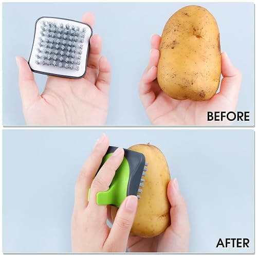 Aodaer Vegetable Brush Potato Scrubber Brush Silicone Hard and Soft Side Fruit Cleaning Tools for Delicate or Tough-Skinned Vegetables thumbnail 4