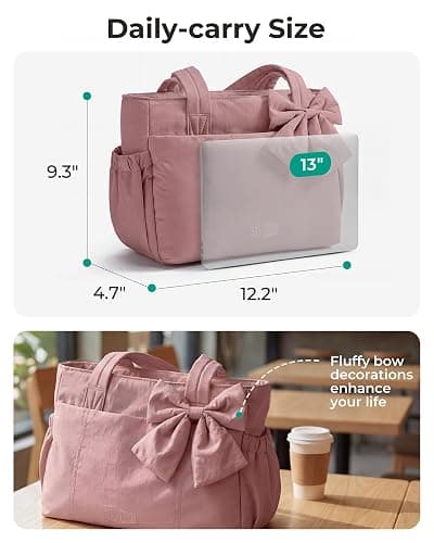 BAGSMART Crush Bow Tote Bag for Women, Large Work Tote with 40oz Tumbler, Puffer Travel Tote Bag for Work, Yoga, Gym thumbnail 3