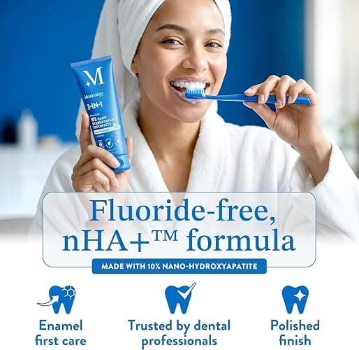 Mouthology 10% Nano Hydroxyapatite Toothpaste Fluoride Free, Whitening*, Rod Shaped nHa, Xylitol Toothpaste for Adults, Enamel Care*, Sensitive Teeth*, SLS Free, Mint 4oz (USA Made) Package May Vary thumbnail 5
