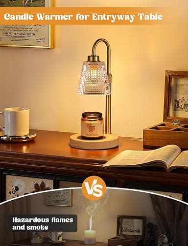 Wood Color& Clear Candle Warmer Lamp with Timer, Dimmable Candle Warmer for Jar Candles, Height Adjustable Wax Melts Warmer, Birthday Gifts for Women Mom, House Warming Gifts New Home Decor thumbnail 5