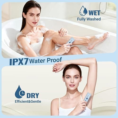 Bikini Trimmer for Women 2in1 High Power Epilators Hair Removal Waterproof Electric Razors Women's Electric Razor Pubic Hair Trimmer Shaver for Women for Ladies Pubic, Face, Underarms, Legs (Blue) thumbnail 4