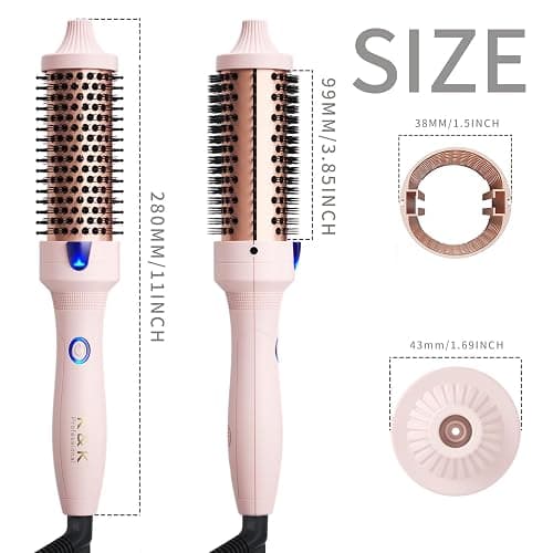 K&K Thermal Brush for Blowout Look, 1 1/2 Inch Ionic Heated Round Makes Hair Smoother, Dual Voltage Thermal Round Brush Get Natural Curls, Easy to Use, Rose Pink thumbnail 5