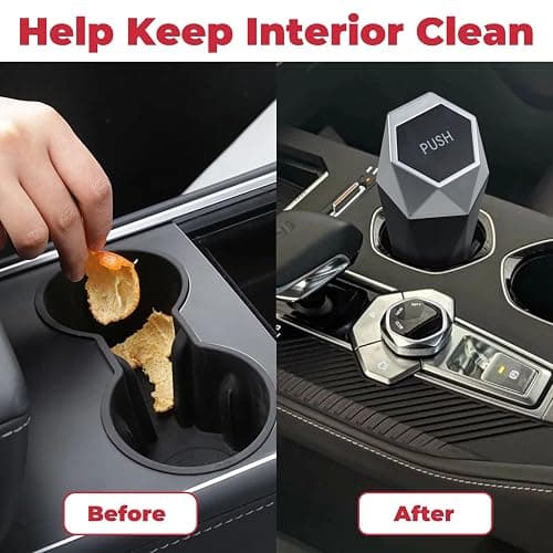 BFXM Car Trash Can, 2 Pack Car Trash Bin with Lid, Car Accessories for Women Interior, Car Garbage Can with Additional 2 ABS Hooks and 60pcs Trash Bags, Suitable for Home, Office, Car Organizer, Black thumbnail 3