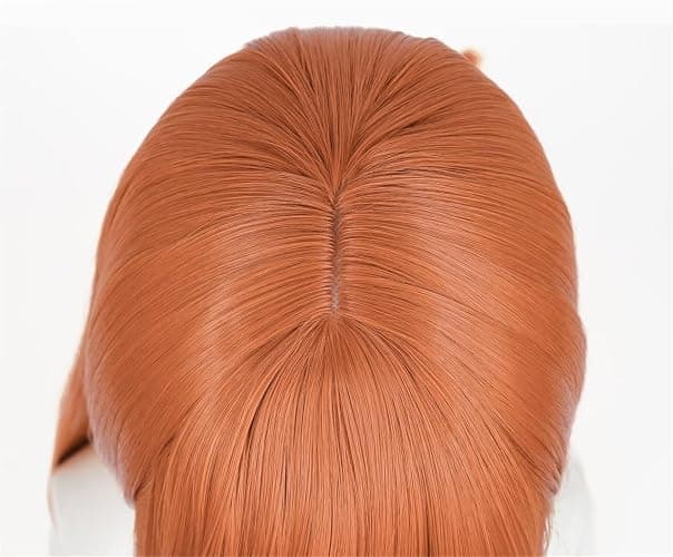 Ginger Orange 80cm 32" Long Straight Cosplay Wig Middle Parted Flat Bangs | Heat Resistant,High Temperature Synthetic Fiber, Halloween Party Wig,Dress Up Anime Show Wigs, Women Lady’s Wig thumbnail 8