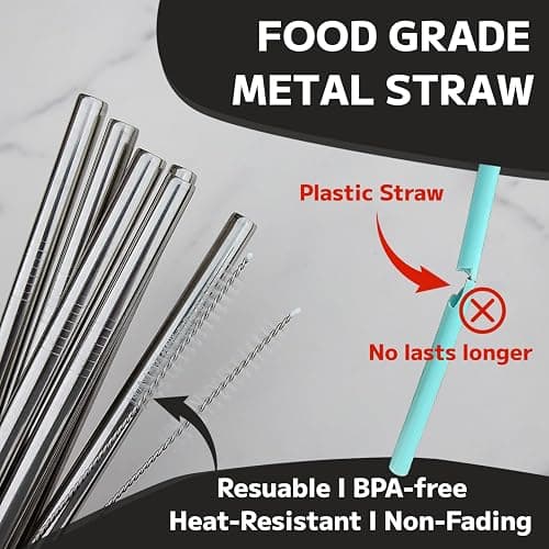 MIMORE Metal Straw for Owala 24 oz 32 oz - 6 PCS Satinless Steel Straws Compatible with Owala Straw Replacement - Resuable & Dishwasher Safe thumbnail 6