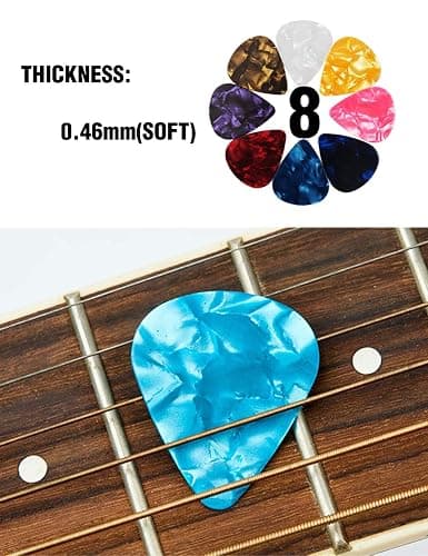 Thumb Finger Picks Plectrum With Plastic Case, SUNLP Stainless Steel Metal Celluloid Guitar thumb finger picks and Free 8pcs 0.46mm Guitar Picks For Mandolin Banjo Harp Thumb Finger Picks thumbnail 9