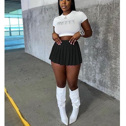 Women's Mini Pleated Skirts Sexy Club Y2k High Wiast Stretchy Tennis Skater A-line Skirt thumbnail 3