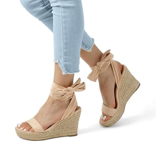 DREAM PAIRS Womens Open Toe Espadrilles Wedges Tie Lace Up Cute Ankle Strap Platform Sandals Dressy Shoes thumbnail 5