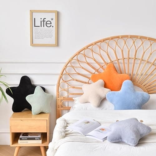 Xiashrk Star Pillow, Decorative Throw Pillows for Bed Couch, 15" Star Shaped Pillow Plush Floor Cushions Room Decor Pillow with Faux Rabbit Fur for Sofa Bedroom Living Room (Beige, 15" x 15") thumbnail 5