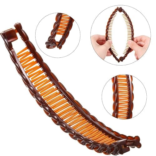 WILLBOND 6 Pieces Banana Hair Clip Clincher Combs Clip Fishtail Fish Shape Hair Clip Ponytail Banana Clip Accessory for Women Hair(Black, White, Brown) thumbnail 7