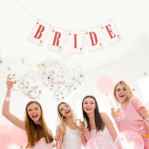 Lucky in Love Bachelorette Banner - Bride Casino Bachelorette Decorations, Las Vegas Sign Bridal Shower Party Supplies, Queen of Heart Playing Card Pieces Garland, Poker Chip Wedding Cake Smash Photo Props thumbnail 4