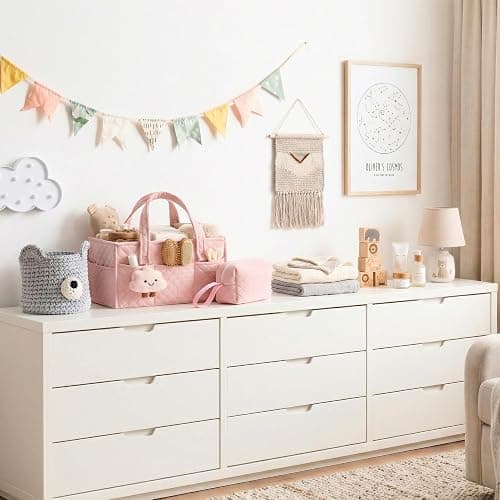 PeraBella Baby Diaper Caddy Organizer, Baby Basket Shower Gift, Portable Changing Table Basket, Postpartum Caddy & Tote Bag Pouch, Newborn Boy & Girl Nursery Essentials Registry, Car Diaper Organizer thumbnail 2