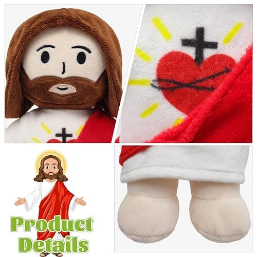 Yelakey 13" Jesus Plush Toy Heart of Jesus Plushie Savior Stuffed Doll for Church Sunday School Religious Easter Gift for Children Kids thumbnail 5