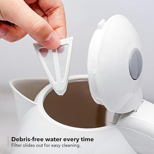 OVENTE Electric Kettle, 1.7L Fast Boiling Water Heater for Coffee or Tea, BPA Free with Water Level Gauge, Auto Shut-Off, Boil-Dry Protection, Indicator Light and Removable Filter, White KP72W thumbnail 6