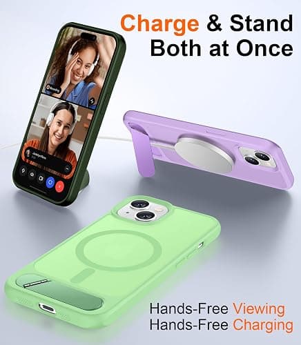 I Phone 14 PLUS light green Temdan Magnetic Compatible with iPhone 15 Plus Case & iPhone 14 Plus Case, [Built-in Invisible Kickstand][Compatible with MagSafe][Military Grade Shockproof] Slim Translucent Matte Phone Case 6.7" thumbnail 3