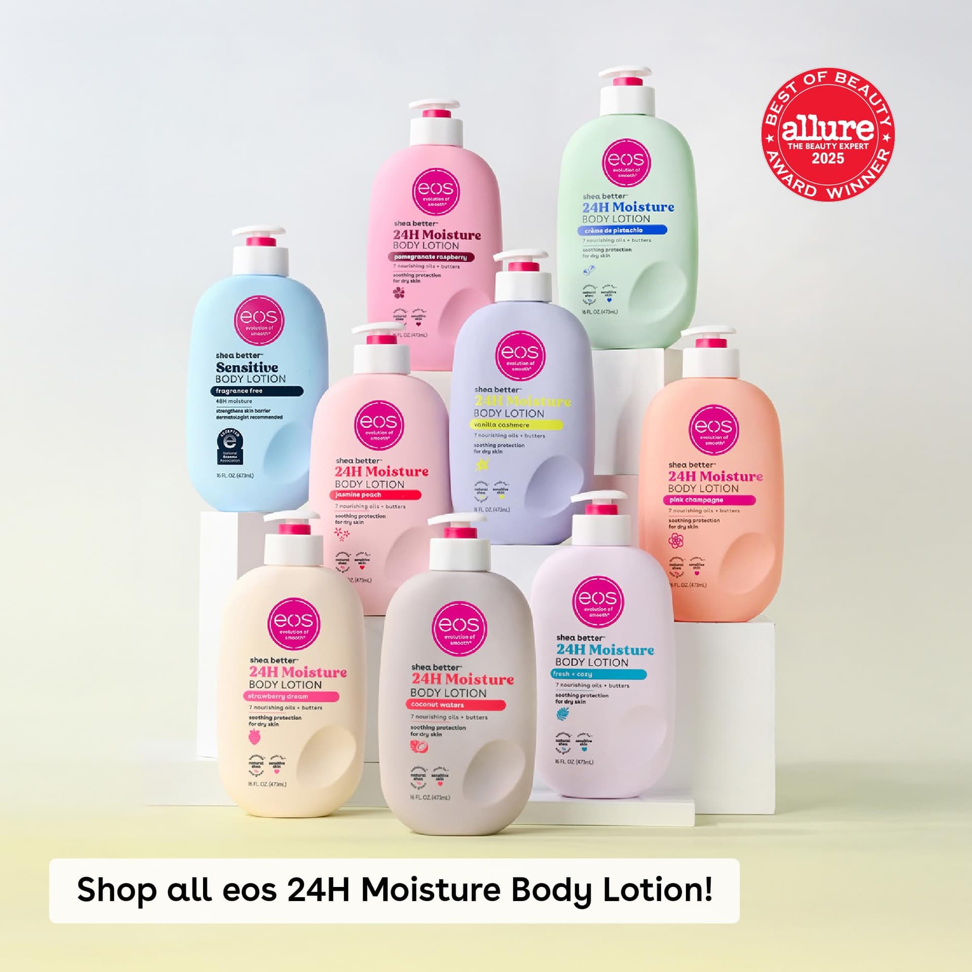 eos Shea Better Body Lotion Fresh & Cozy, 24-Hour Moisture Skin Care, Lightweight & Non-Greasy, Made with Natural Shea, Vegan, 16 fl oz thumbnail 6