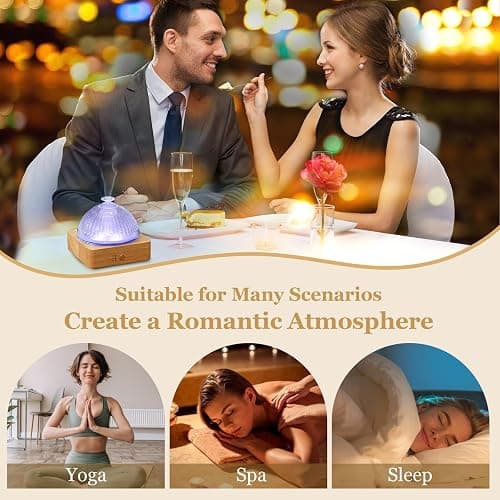 Lecdura Glass Essential Oil Diffuser with Glass Reservoir & WoodBase, 200ml Ultrasonic Lock Color Timer Auto-Off 7 Color Light Aroma Glass Dome Diffuser for Home Office Bedroom Yoga thumbnail 7